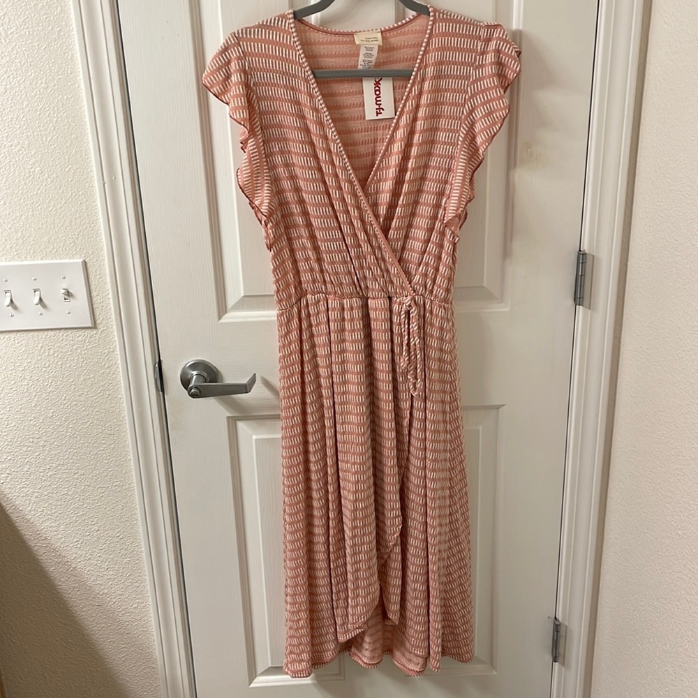 Pink Faux-Wrap Dress